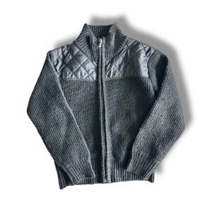 Gioberti Boys Zip Sweater Jacket Size 6 Gray Quilted Knit Full Zip